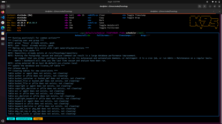 Scheduler Pod Logs Partially running